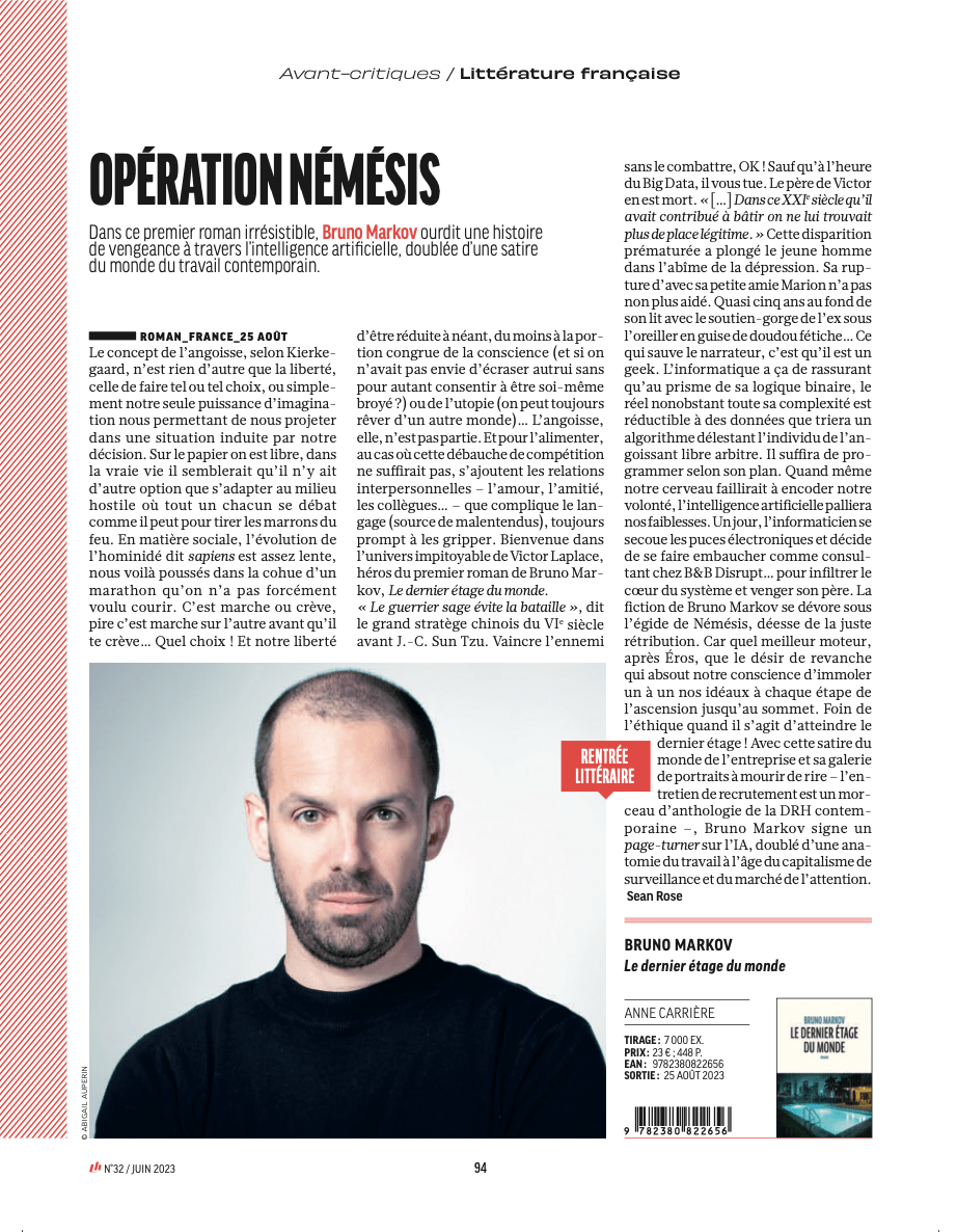 « Premier roman irrésistible » (Livres&nbsp;Hebdo)